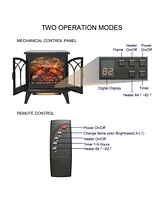 Mondawe 24 Inch 3D Flame Electric Infrared Quartz Fireplace Stove With Remote Control