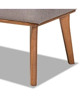 Baxton Studio Odessa Mid-Century Modern Grey Fabric Upholstered and Walnut Brown Finished Wood Dining Bench