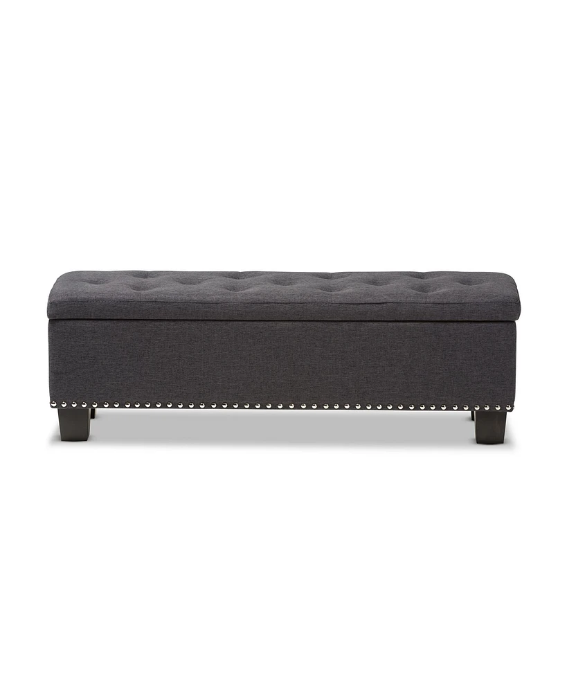 Baxton Studio Hannah Modern and Contemporary Dark Grey Fabric Upholstered Button-Tufting Storage Ottoman Bench