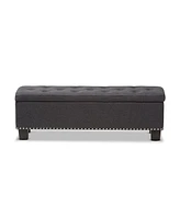 Baxton Studio Hannah Modern and Contemporary Dark Grey Fabric Upholstered Button-Tufting Storage Ottoman Bench