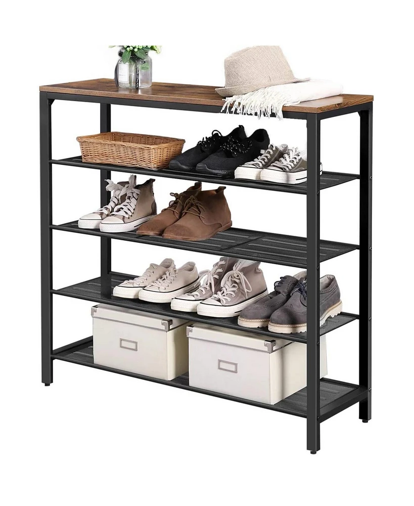 Slickblue Modern Industrial Style 5-Tier Shoe Rack - Durable Storage Organizer for Entryway