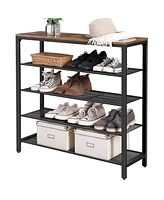 Slickblue Modern Industrial Style 5-Tier Shoe Rack - Durable Storage Organizer for Entryway