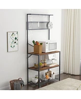 Slickblue Modern Metal Wood 4-Shelf Kitchen Baker's Rack Microwave Stand