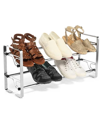 Slickblue 2-Tier Modern Shoe Rack - Sleek Storage Organizer for Entryway