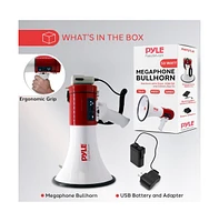Pyle 50-Watt Portable Megaphone with Usb/Sd Readers, MP3 Playback, Siren Mode, Rechargeable Battery, Wired Handheld Microphone