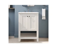 DeerValley 24" Pre-assembled Bathroom Vanity with Sink, White Vanity with Pre-drilled Holes, White.