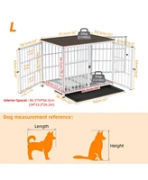 Bingopaw Furniture Style Dog Crate Pet Kennel End Table with Three Doors and Removable Tray
