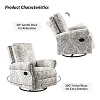 Hulala Home Evelia Floral Swivel Rocker Manual Recliner