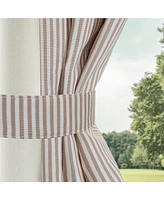 Wonderland Pin Stripe Outdoor Curtain Grommet Panel, Tan, 52"x84"
