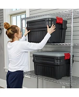 Rubbermaid 24 Gal Action Packer Lockable Latch Storage Container, Black (2 Pack)