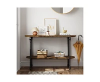 gaomon Entryway Table, 43.3" Long Console Table with Storage, 2 Tier Wood Console Table with Metal Frame and Mdf, Sofa Tables Behind Couch