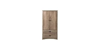 Slickblue Farmhouse Rustic 2-Drawer Bedroom Storage Armoire for Stylish and Functional Bedroom Organization