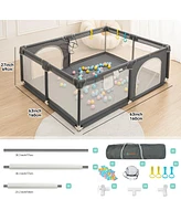 Comomy Baby Playpen, 63x63'' Extra Large Baby Playard, Kids Activity Center with Anti-Slip Base, Safety Play Yard for Infants Toddlers