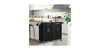 Slickblue Kitchen Island Cart with Stainless Steel Top 2 Drawers and Cabinet