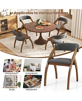 Gymax Dining Chair Set of 4 w/ Padded Cushion Curved Back Arched Rubber Wood Legs