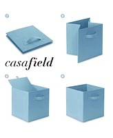 Casafield Set of 6 Fabric Storage Cube Bins, Hot Pink - 11" Collapsible Foldable Cloth Baskets for Shelves and Cubby Organizers