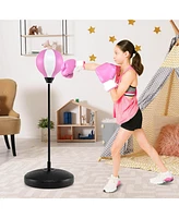 Costway Kids Punching Bag Toy Set Adjustable Stand Boxing Glove Speed Ball with Pump