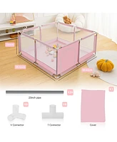 Comomy Baby Playpen Play Yard Portable 4 Panel Baby Safety Playpen for Infant Toddler