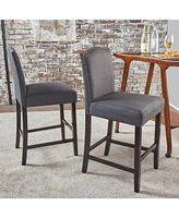 The Pop Home Set of 2, 27" Upholstered Counter Height Barstools with Nailhead Trim-The Pop Home