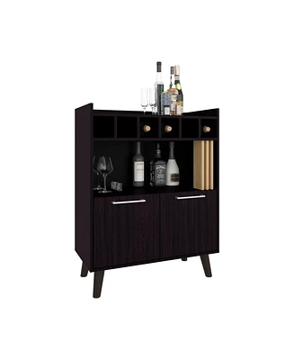 Ayr Bar Cabinet, 2 Doors, 1 Shelf, Black / Natural Oak