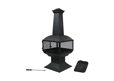 Slickblue Outdoor Chimenea Wood Burning Fire Pit - Durable Backyard Fireplace for Warmth & Ambiance