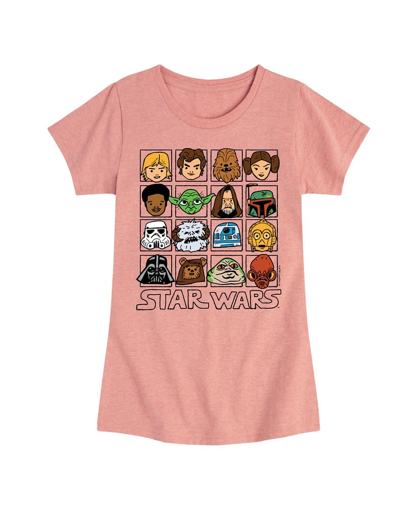 Star Wars Big Girls Characters Grid Short Sleeve Tee