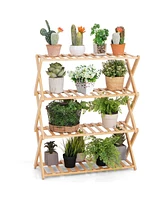 Gouun 4-Tier Foldable Bamboo Shoe Rack with Slatted Shelves