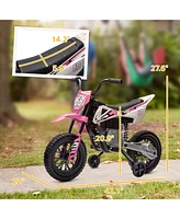 Qaba 12V Kids Motorcycle W/ Twist Grip Throttle, Rear Suspension,