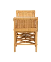 bali & pari Nairi Modern Bohemian Natural Brown Rattan Bench