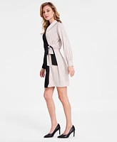 Bar Iii Women's Satin Color Block Tie-Front Dress, Exclusively at Macy's