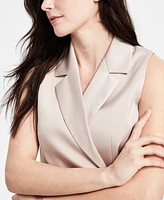 Bar Iii Women's Sleeveless Satin Side-Tie Vest, Exclusively at Macy's