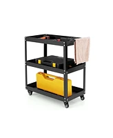 Gouun 3-Tier Rolling Tool Cart with Spacious Shelves 4 Universal Wheels and 2 Brakes