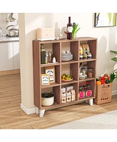 Gouun 9-Cube Bookcase with 6 Removable Shelves and Raised Support Feet