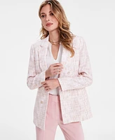 Bar Iii Women' s Tweed Faux Double-Breasted Blazer, Exclusively at Macy's