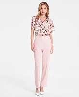 Bar Iii Women's Printed Satin V-Neck Blouse, Exclusively at Macy's