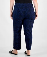 Jm Collection Plus Printed Jacquard Pants, Exclusively at Macy's