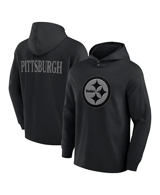 Fanatics Men's Black Pittsburgh Steelers Elements Blaze Tri-Blend Long Sleeve Hoodie T-Shirt