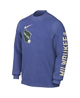 Nike Men's Royal Milwaukee Bucks 2024/25 City Edition Courtside Max90 Heavyweight Long Sleeve T-Shirt