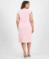 Kasper Plus Sleeveless Crepe Sheath Dress