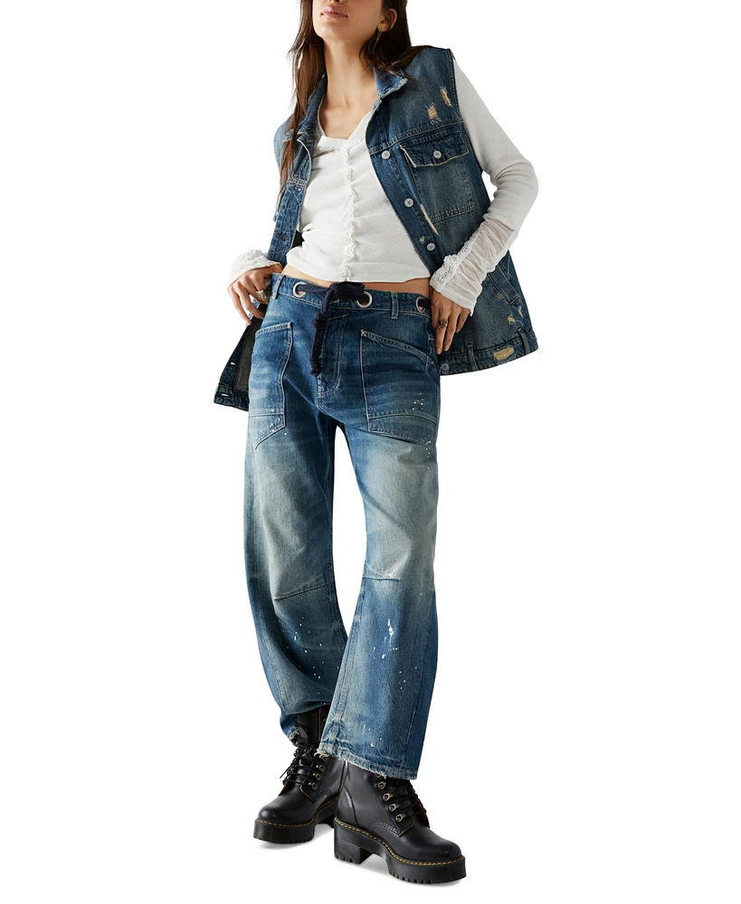 Free People Women's Cotton Moxie Low-Slung Barrel Jeans