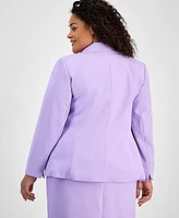 Kasper Plus Stretch Crepe One-Button Blazer