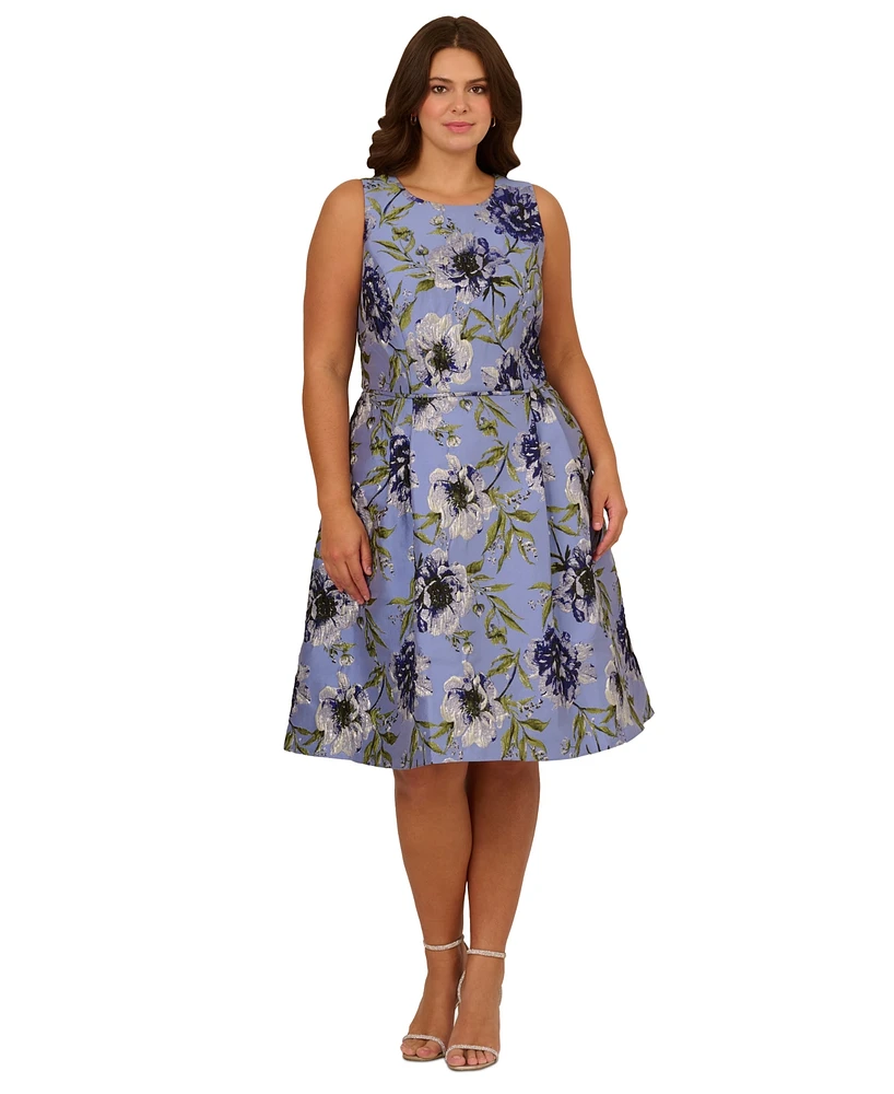 Adrianna Papell Plus Jacquard Fit & Flare Dress