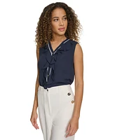 Tommy Hilfiger Women's Sleeveless Button-Front Ruffled Blouse