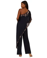 Adrianna Papell Women's One-Shoulder Embellished-Overlay Jumpsuit