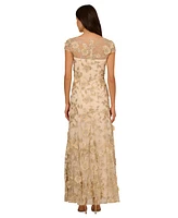 Adrianna Papell Women's Floral-Embroidered Godet Pleat Gown