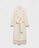 Mango Women's Fringe Wool-Blend Coat