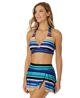 Anne Cole Womens Marilyn Striped Halter Bikini Top Swim Skirt