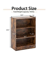 Gouun 3-Tier Bookcase Open Display Rack Cabinet with Adjustable Shelves
