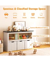 Gouun Kids Toy Storage Organizer with Blackboard Top-3-Drawer