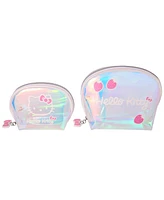 Hello Kitty Clear Iridescent Holographic Dome Cosmetic Travel Bag Set - 2 Piece